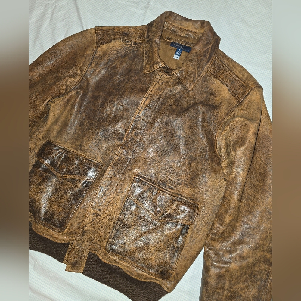 Polo Ralph Lauren Brown Leather Flight Jacket - Picture 3 of 5